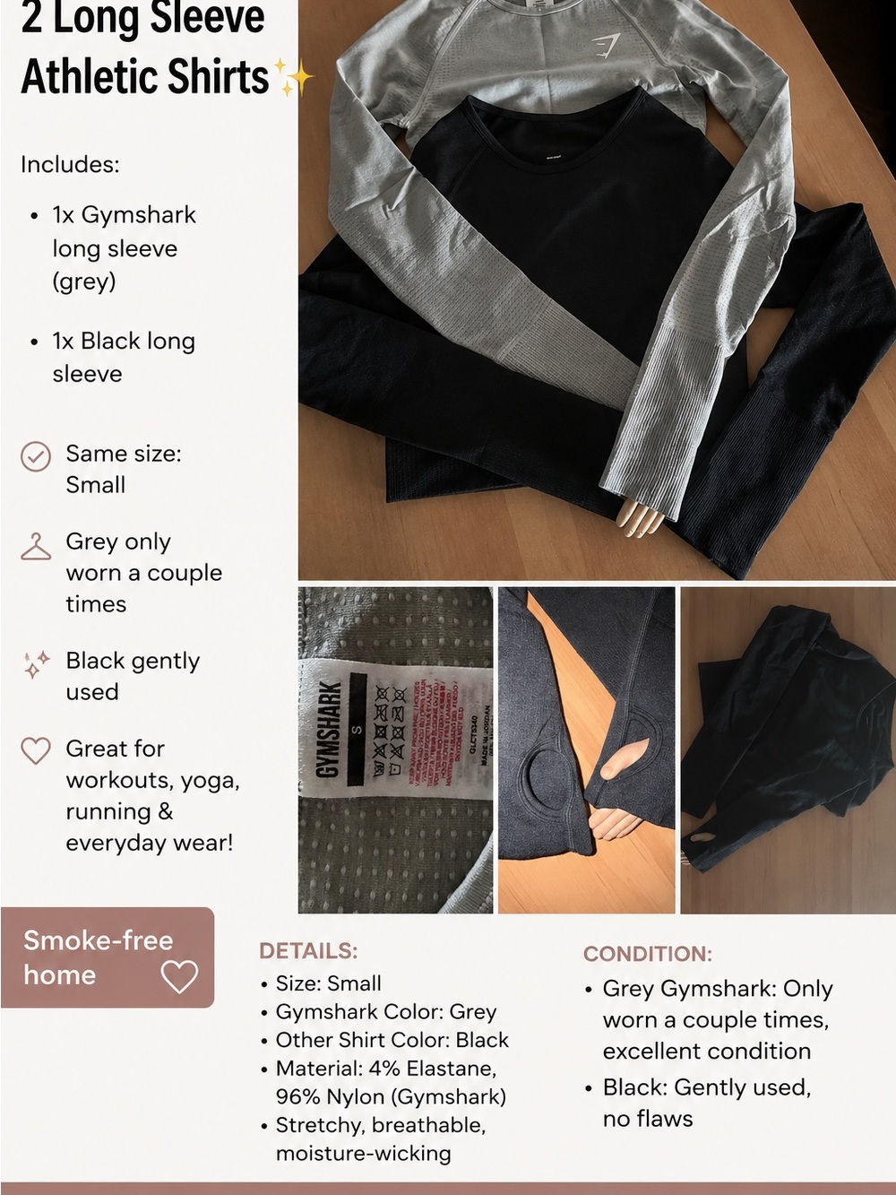 Gymshark Light Gray Crew Neck Athletic Top